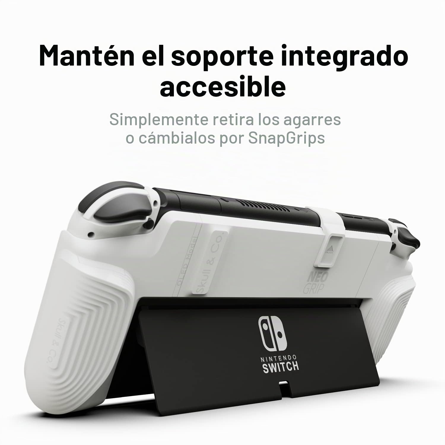 Skull & Co. NeoGrip for Nintendo Switch OLED and Regular Model: An Ergonomic Grip Hard Shell with Replaceable Grips [to fit All Hands Sizes] [No Carrying Case]