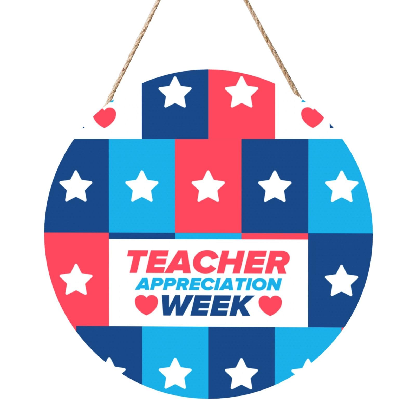 Teachers Appreciation Week Door Signs Plaques Wood Welcome Sign For Front Door Wall Hanging For Home Farmhouse Office Classroom Party Decoration