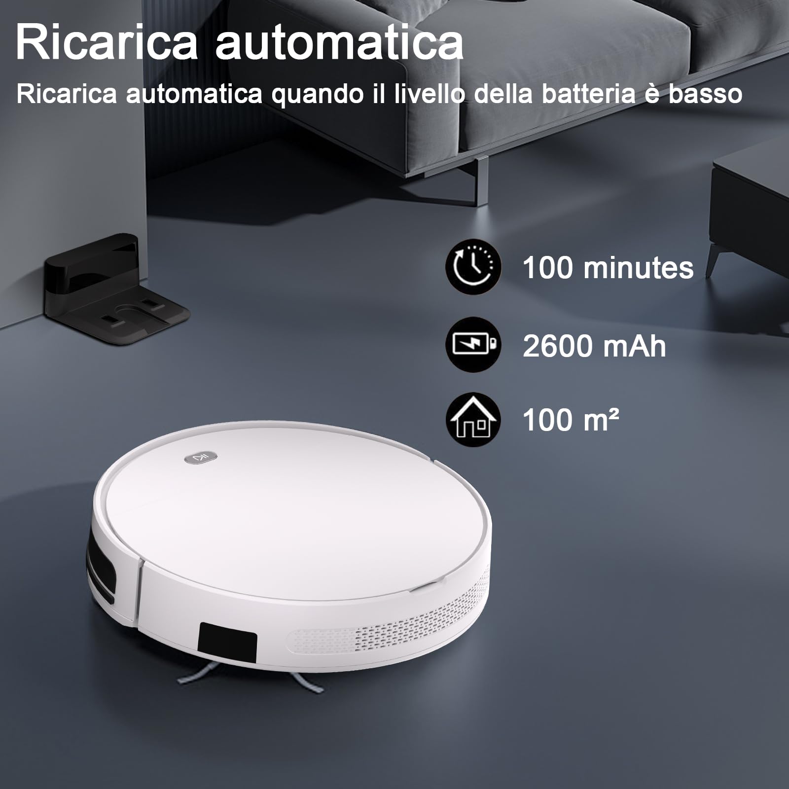 2026 Robot Aspirateur Laveur, 2 en 1 Aspirateur Robot 5500Pa Mince Connecté avec WiFi/Alexa/App, 3 Modes de Nettoyage, Auto-Charge, Nettoyage Intelligent pour Poils d’Animaux et Poussière