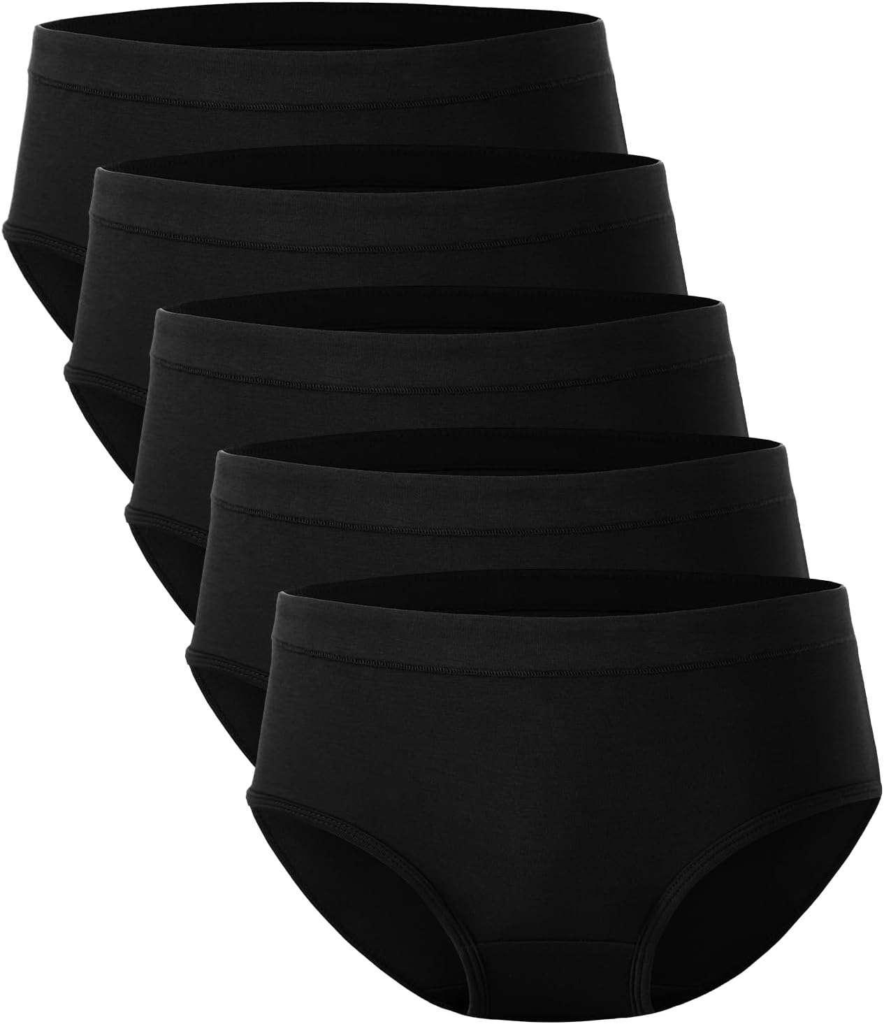 Womens Underwear, Moisture-Wicking Briefs, Soft and Breathable Panties, Mid Waist, 5-Pack