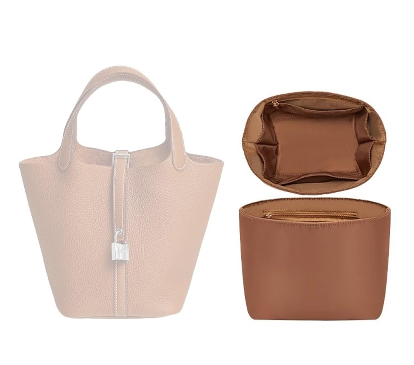 Organizer per borsa in nylon, inserto portaoggetti per borsa Hermes Picotin18/22(Brown,Picotin18)
