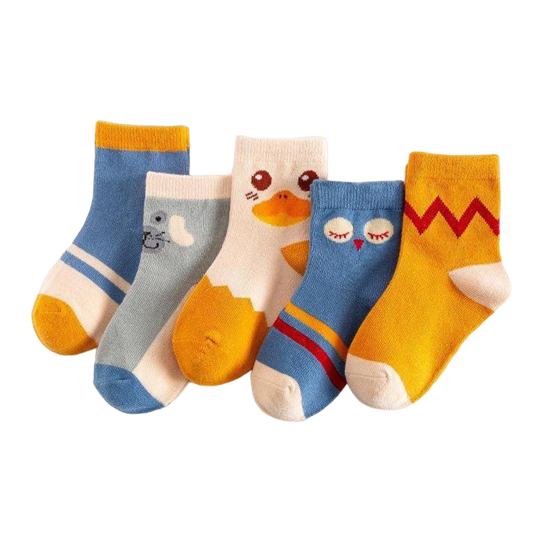 Baby Boys 5 Pairs Calf Length Cotton Socks, Autumn and Winter Mid-Calf Socks for 2-5 Year, Assorted-image-8