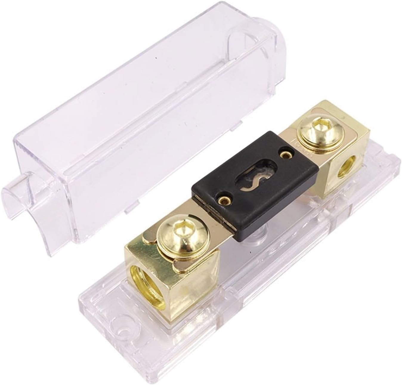 for 0 2 4 AWG Cables ANL Fuse Holder with Electrical Protected Insulating Cover for car Audio Amplifier High Current Application(Transparent Base 80A)
