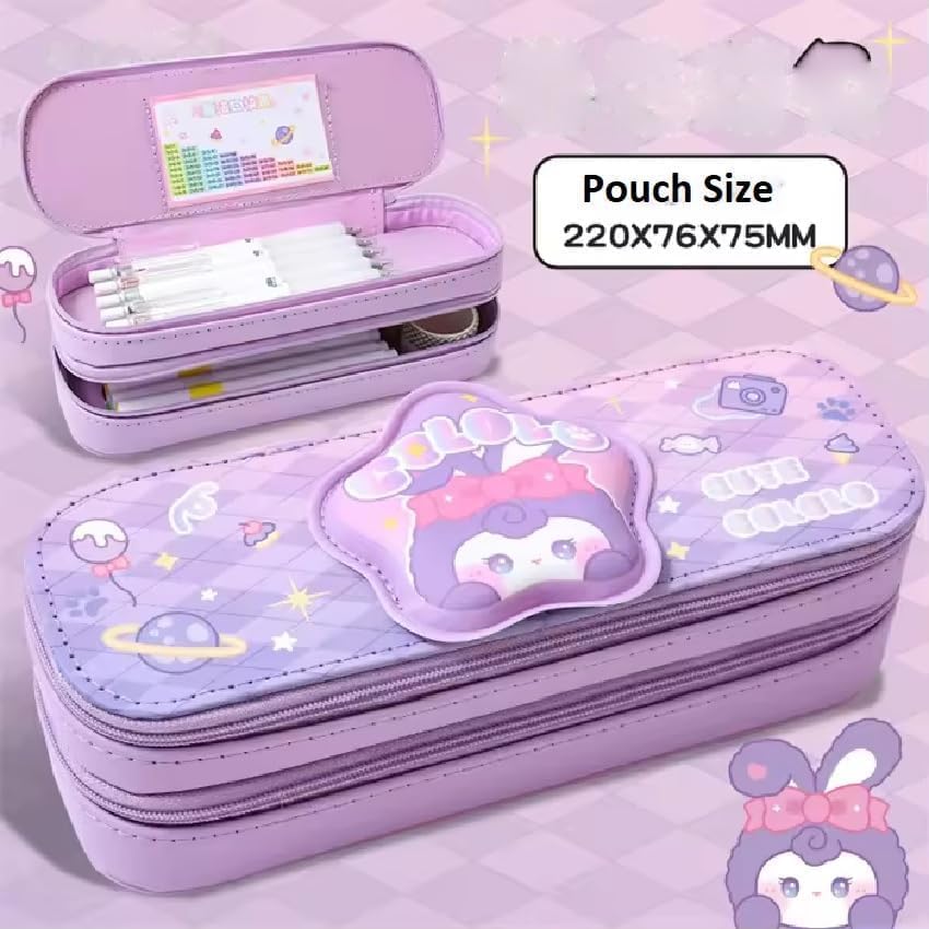 Image of DEOXY Cartoon Theme Pencil Case - 3D EVA Pouch, Multipurpose Zipper for Kids, Pen and Pencil Bag for School Kids, Girls, Stationery Storage Box (Cute COLOLO)