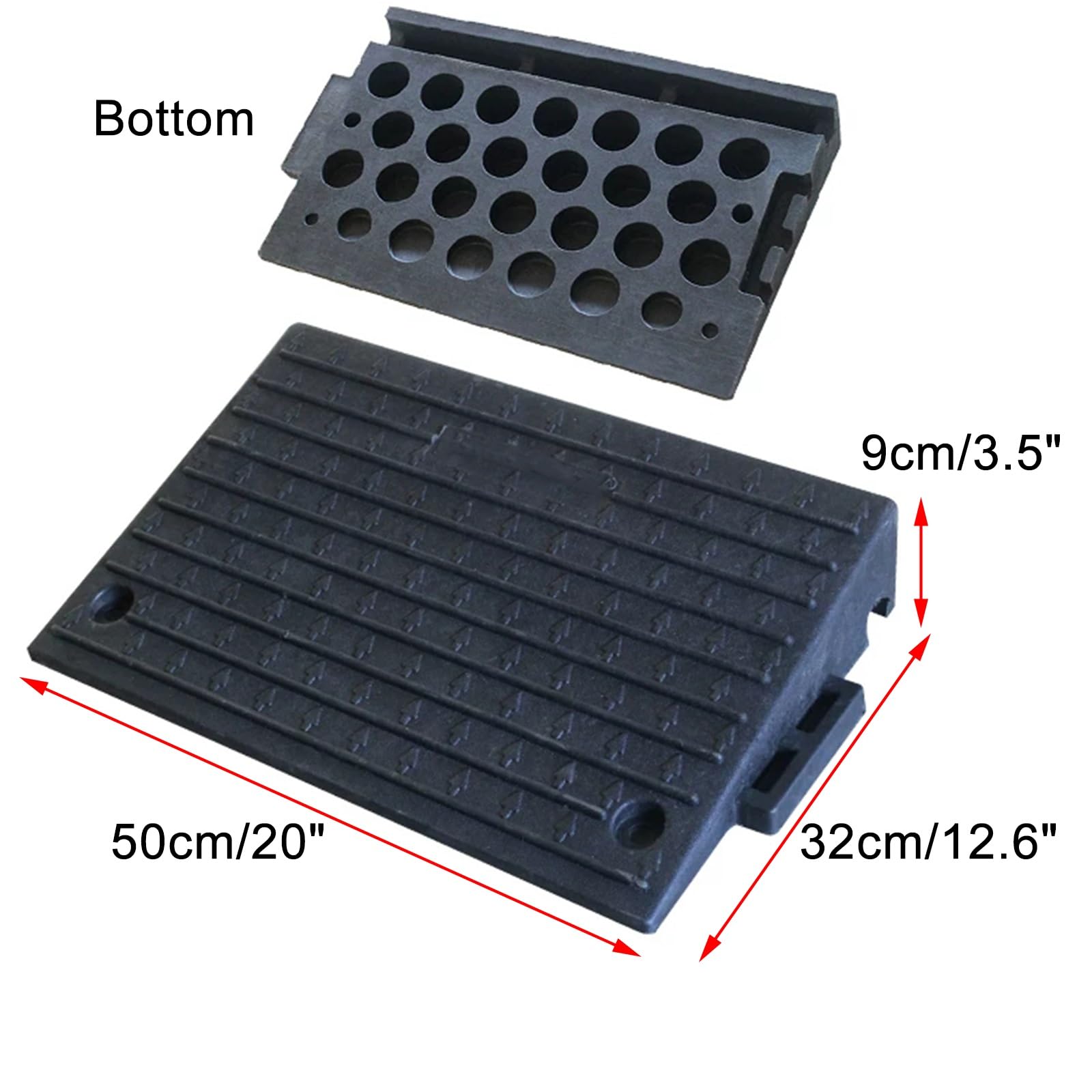 Rampas para Coches Rampa Escalon, de Goma y Plástico, Capacidad de Carga de 3000 kg, para Muelle de Carga Almacén Garaje y Acera(50x32x9cm/20x12.6x3.5in)
