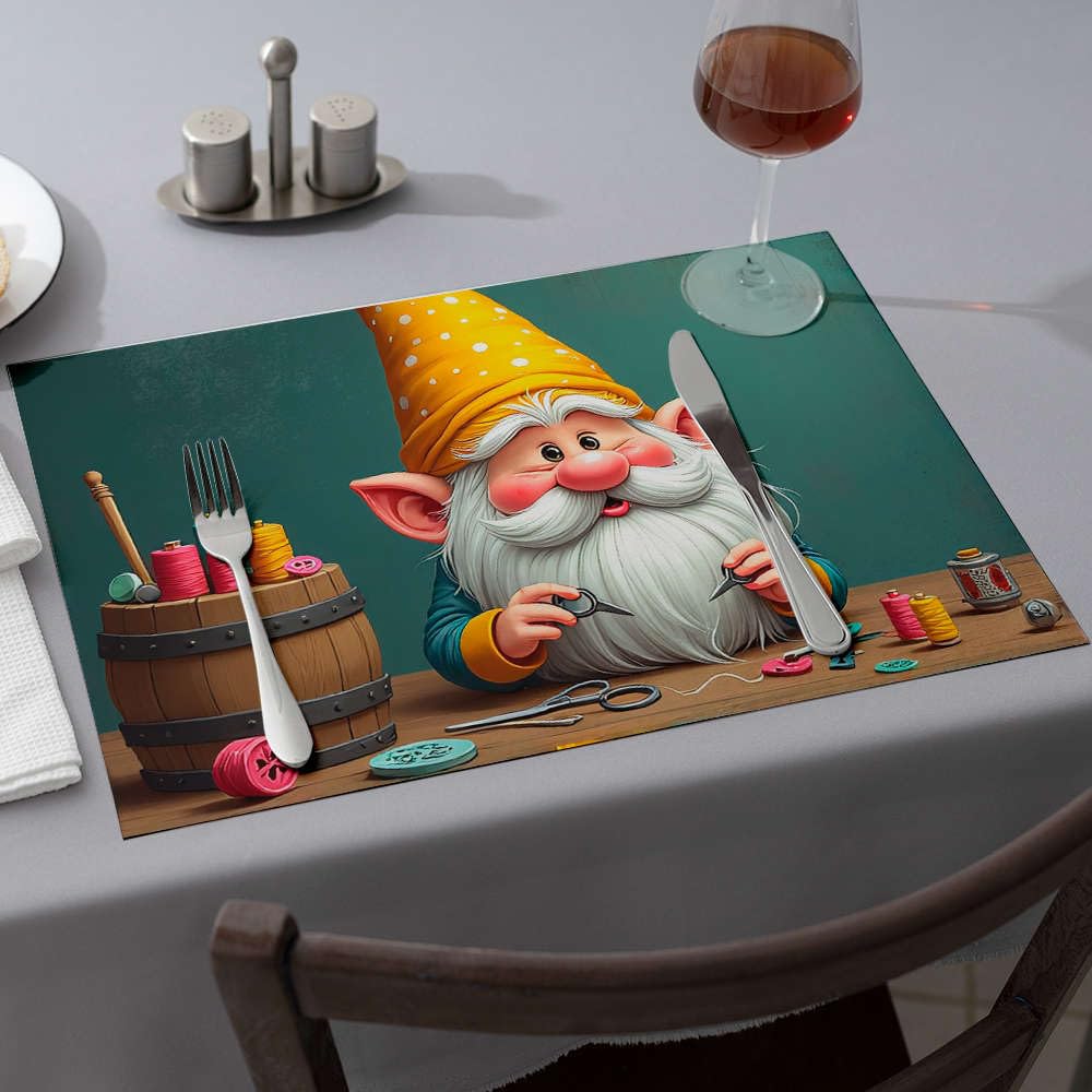 Sets de table gnomes lot de 6 lavables protège-table motif coloré