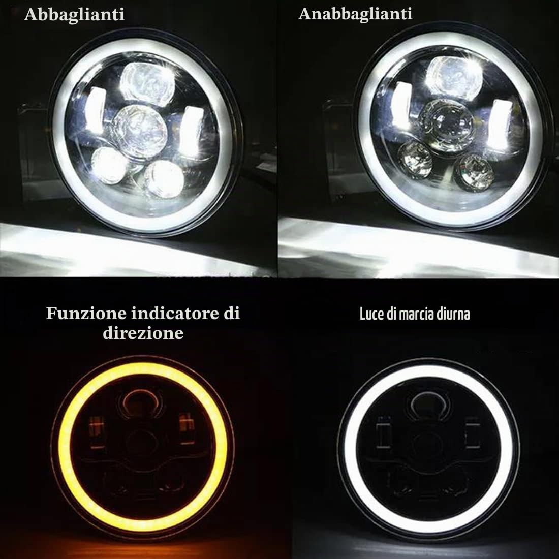 Fanale a LED per moto Road King, 7 pollici, con 2 fendinebbia 4-1/2