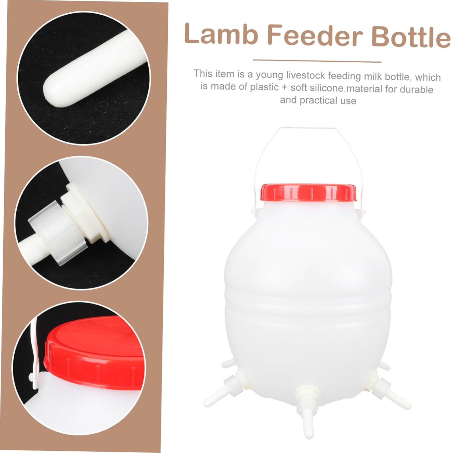 1Set Sheep Pig Milk Feeding Bottle with Nipples Durable Lamb Nursing Bottle for Calf and Piglet Easy to Clean Silicone Milk Feeder Complete with Nipples for Livestock