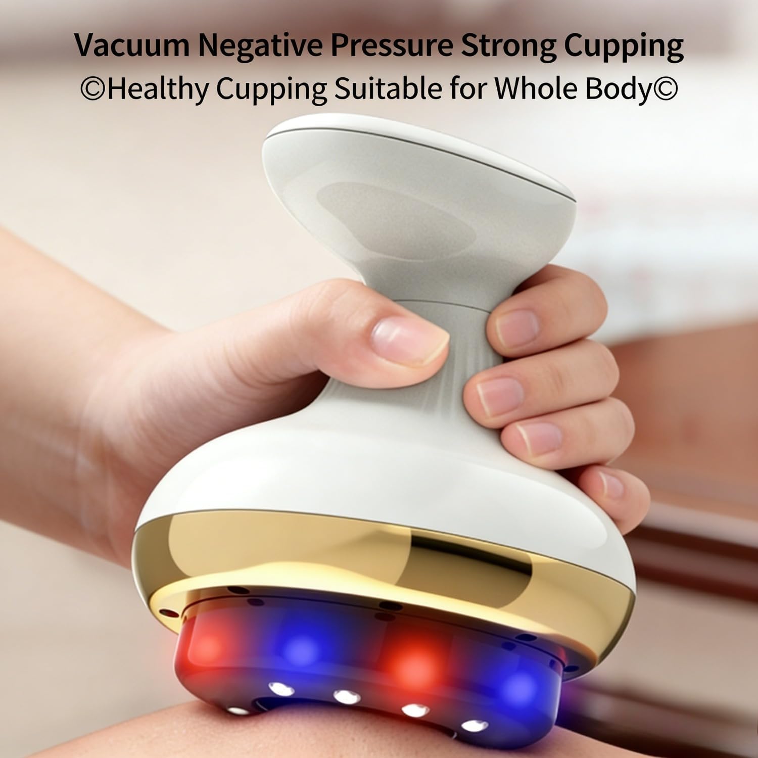Vacuvia Cellulite Massager, Massaggiatore Anticellulite, 4-in-1 Aspirazione, Calore e Luce Rossa per Pelle Più Tonica e Riduzione Cellulite (Gold)