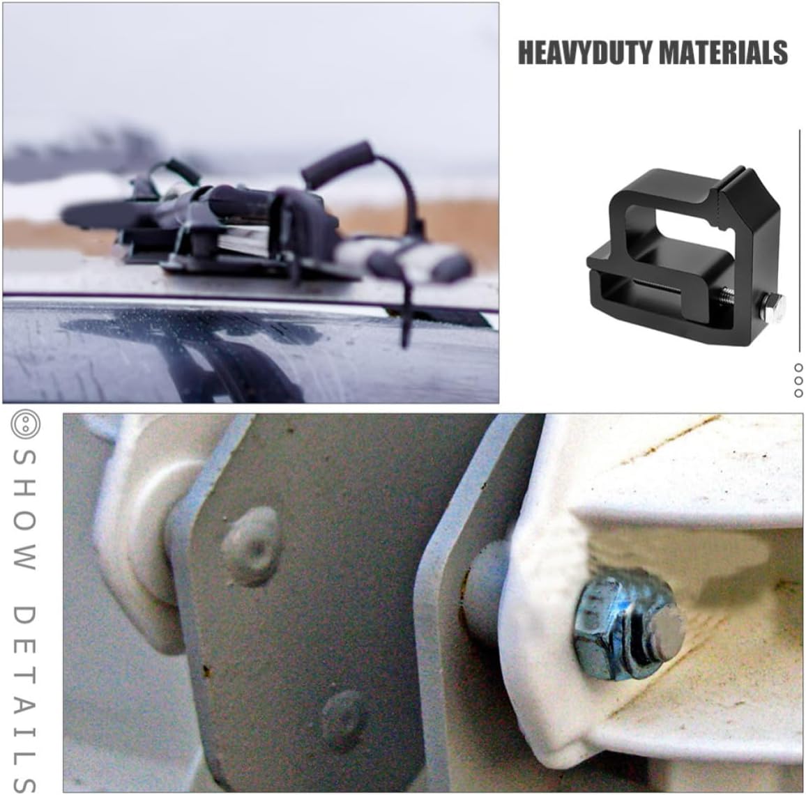 Heavy Duty Truck Cap Clamps with Robust Locking Mechanism 2pcs for Mounting Truck Bed Cover and Camper Shell Aluminum and Rubber Material User-Friendly Design Black Color