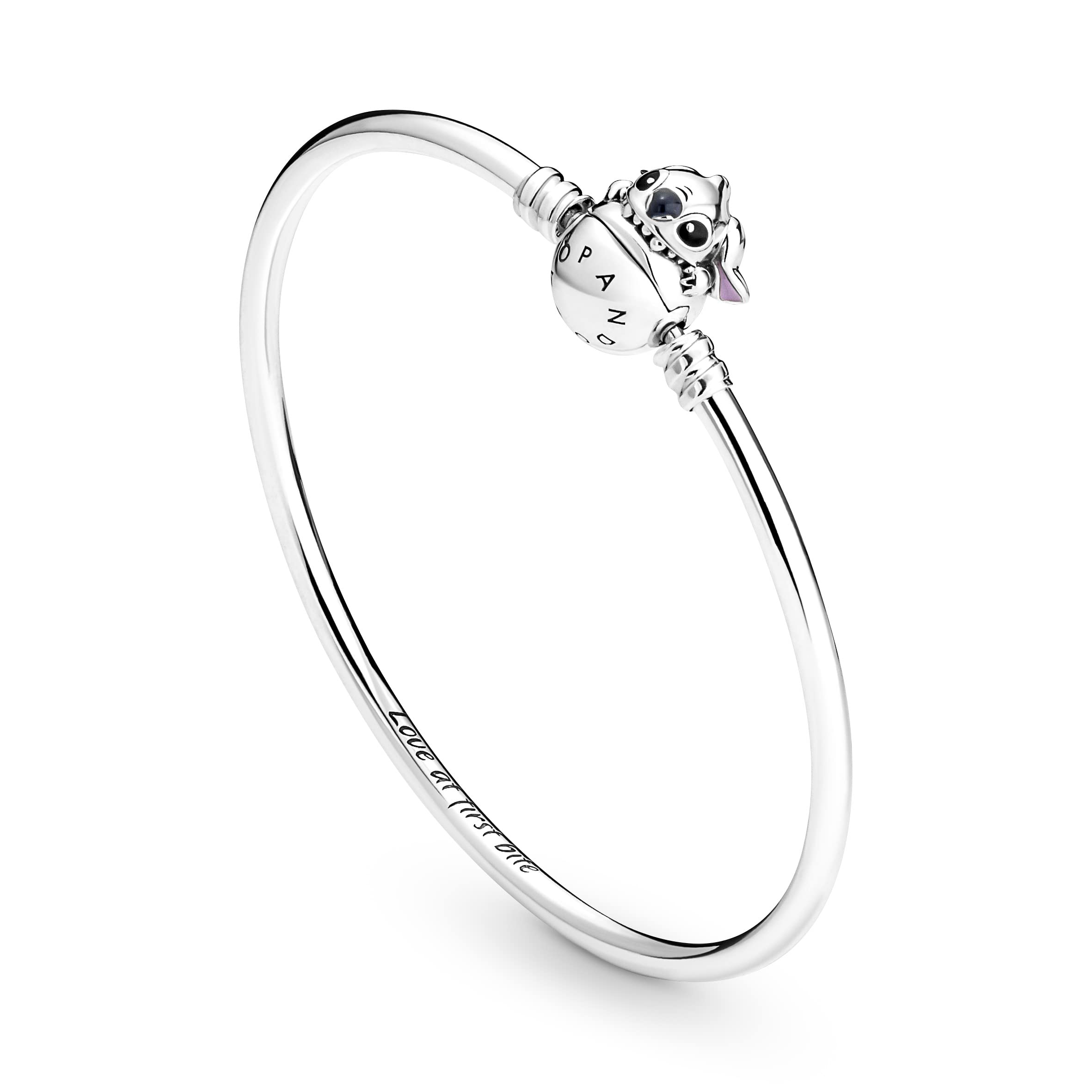 PANDORA Disney Bracciale Stitch in argento sterling con smalto nero, blu e viola