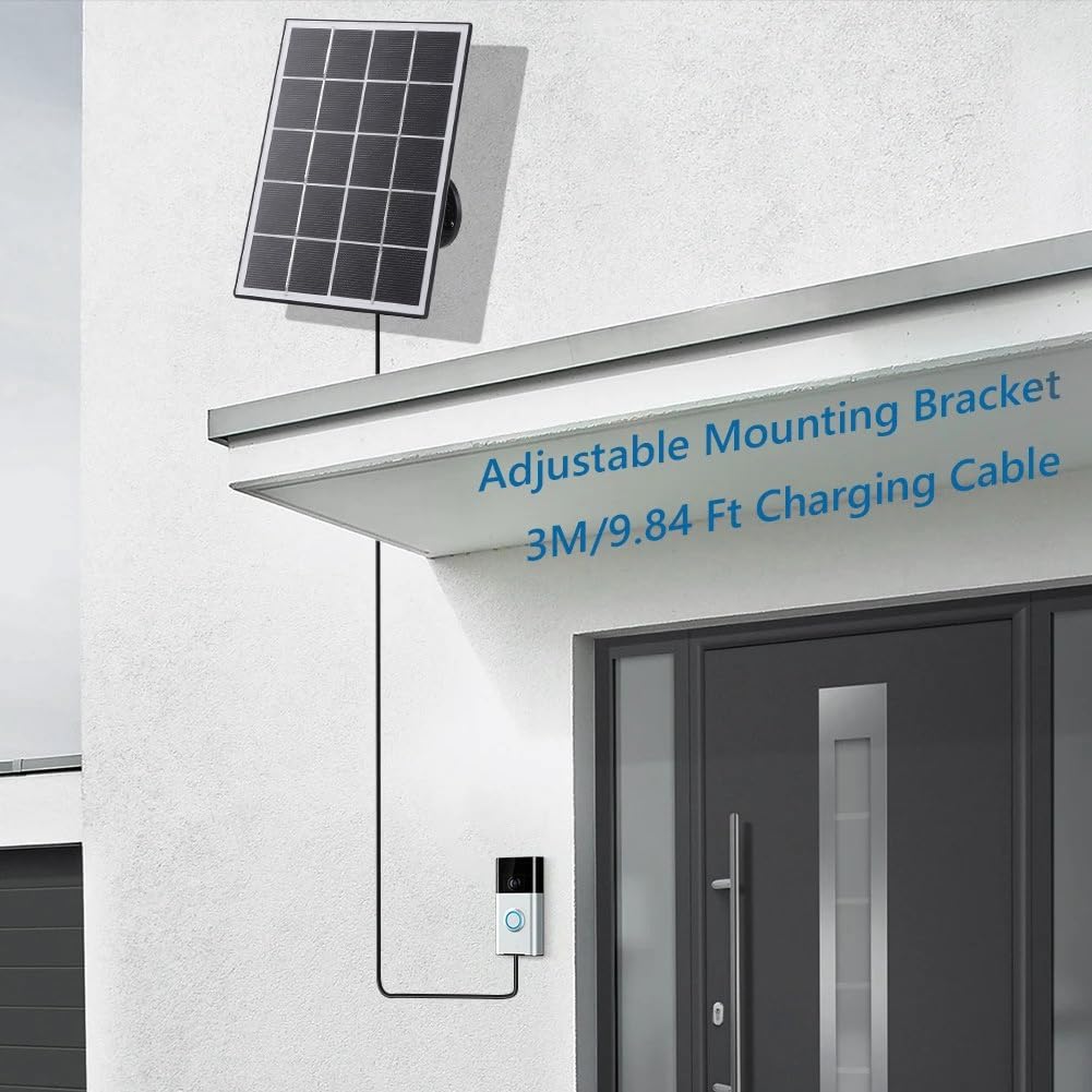 Comphic 20W Solar Panel Charger forRing Video Doorbell 360 Adjustable Mount forDoorbell 4/3/3 Plus/2 B - Image 2