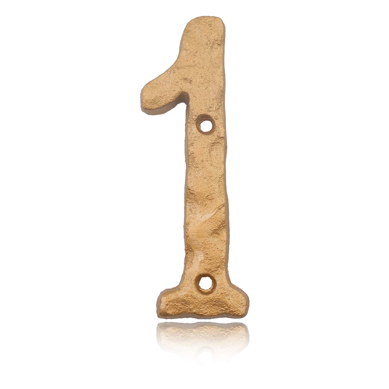 BetLight6 Inch House Numbers- Solid Cast Iron Address Number- Unique Hammer Appearance with Elegant Golden Finish, Number 1