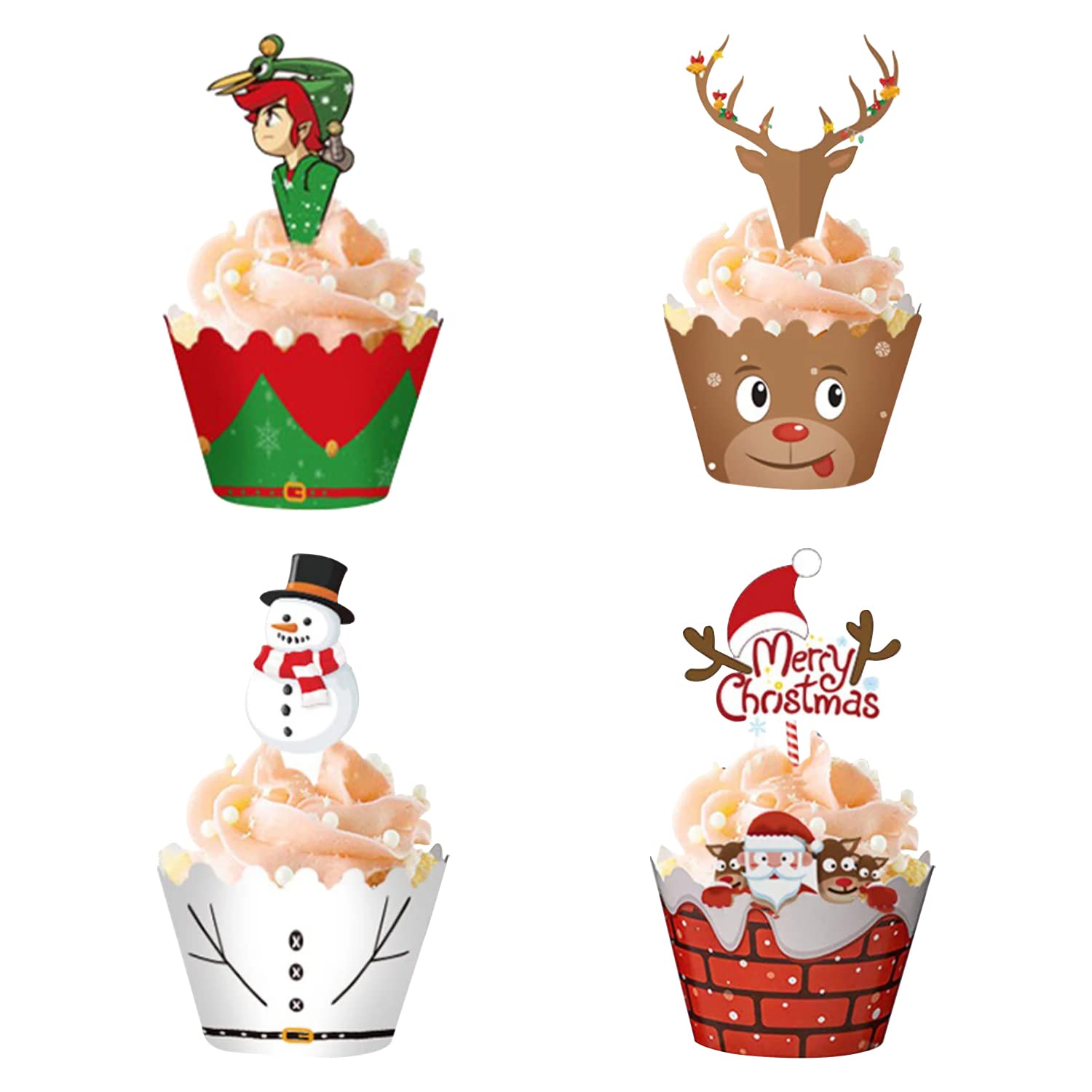10 Topper Per Cupcake Natale: Decorazioni A Tema Babbo Natale, Albero E Angelo, Riutilizzabili E Sicure