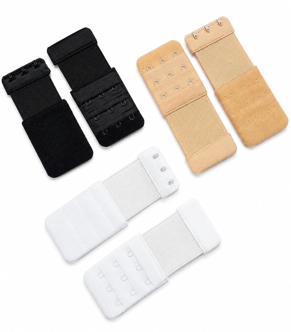 Bra Extender 3 Hook 3 Eye with Elastic Band, Nylon Cotton, Beige, Black, White, 6 extenders in the pack, Free Size-picture-19