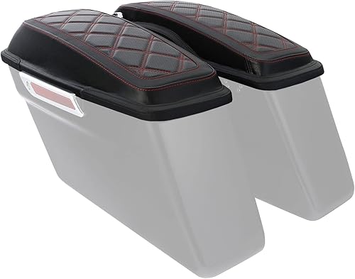 Miniatura 8 de TCMT Cubiertas de tapa de alforja de costura roja para Harley Touring CVO Road Glide Road King Street Electra Glide 2014-2023