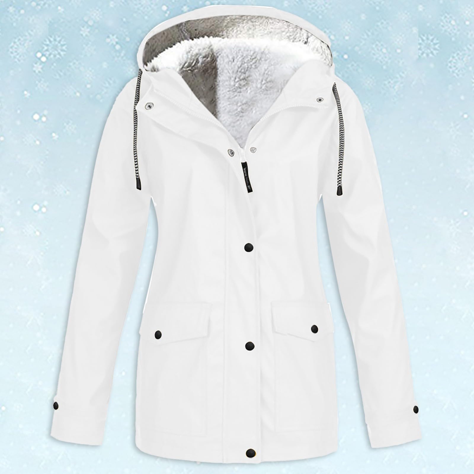 Generisch Damen Winter Fleecejacke Outdoor Wanderbekleidung Kapuzenjacke Hardshelljacke