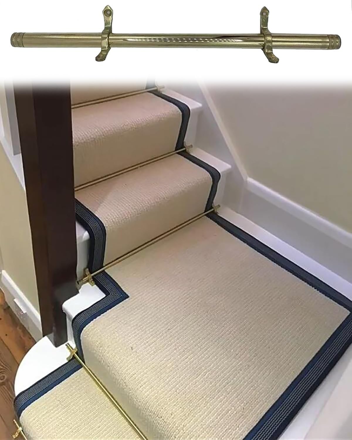 CGCSYZ Vintage brass stair carpet slider bar, stair matting bar for office, gallery, corridor, step bar interior decoration (1 Pcs 120cm/47.2in/3.9ft)