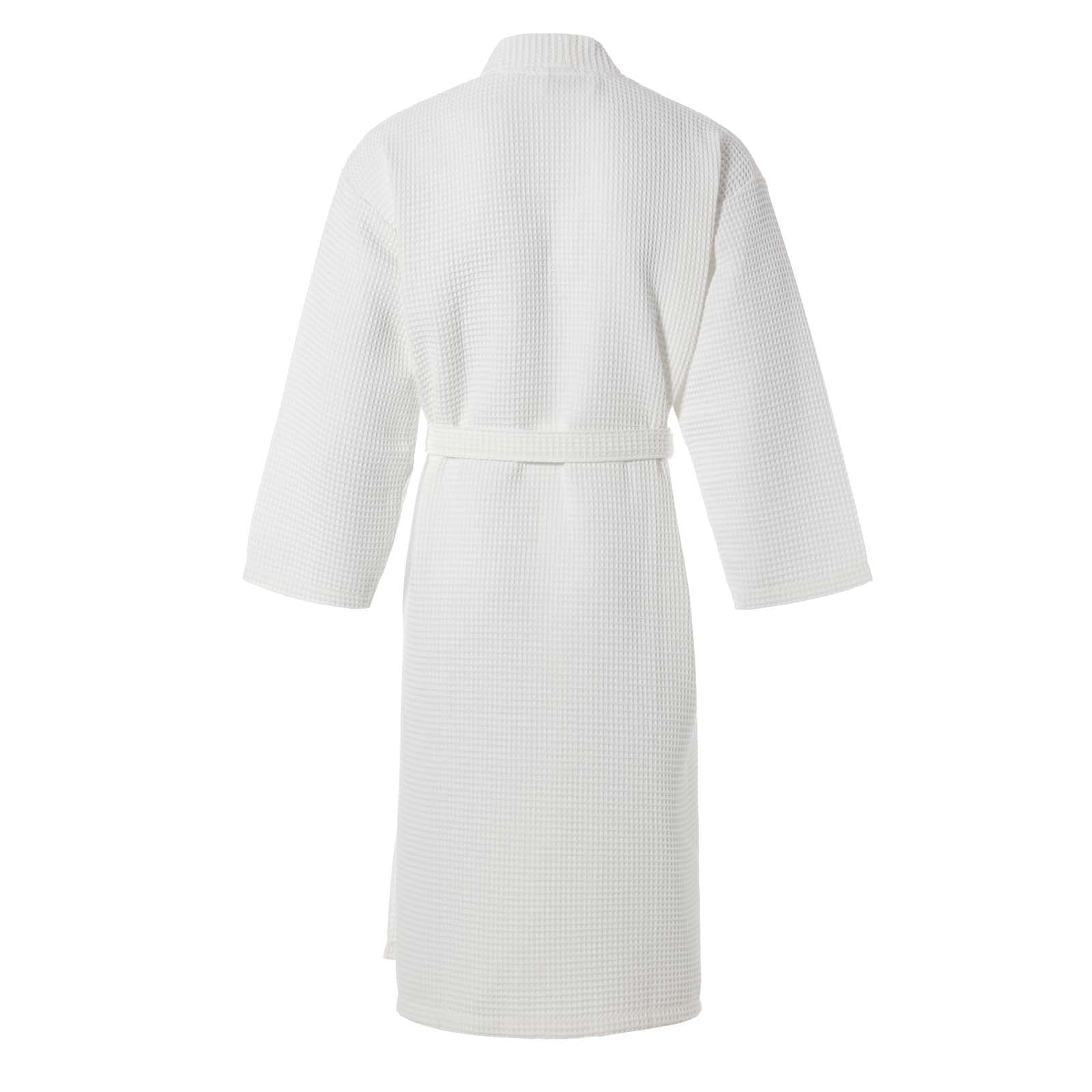 Homescapes Unisex Waffelstruktur Kimono Morgenmantel L Weiss, Saunamantel für Sie und Ihn, Leichter Bademantel für Damen und Herren