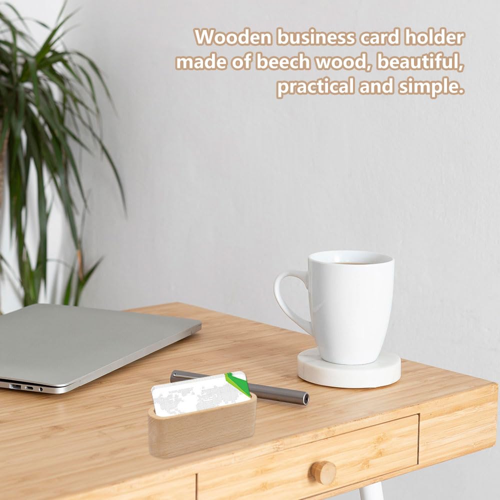 Portabiglietti Da Visita Legno - Espositore Da Tavolo 2 Piani | Per Ufficio, Fiere, Regali - Foto 3