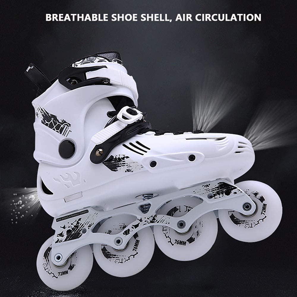 Rollers en ligne pour adultes et enfants - 36-41 - Sûrs et durables - Silencieux, respirants - Roues 90 A en polyuréthane - Pour garçons, filles, adolescents, adultes et débutants - Noir - F (25,4 cm)