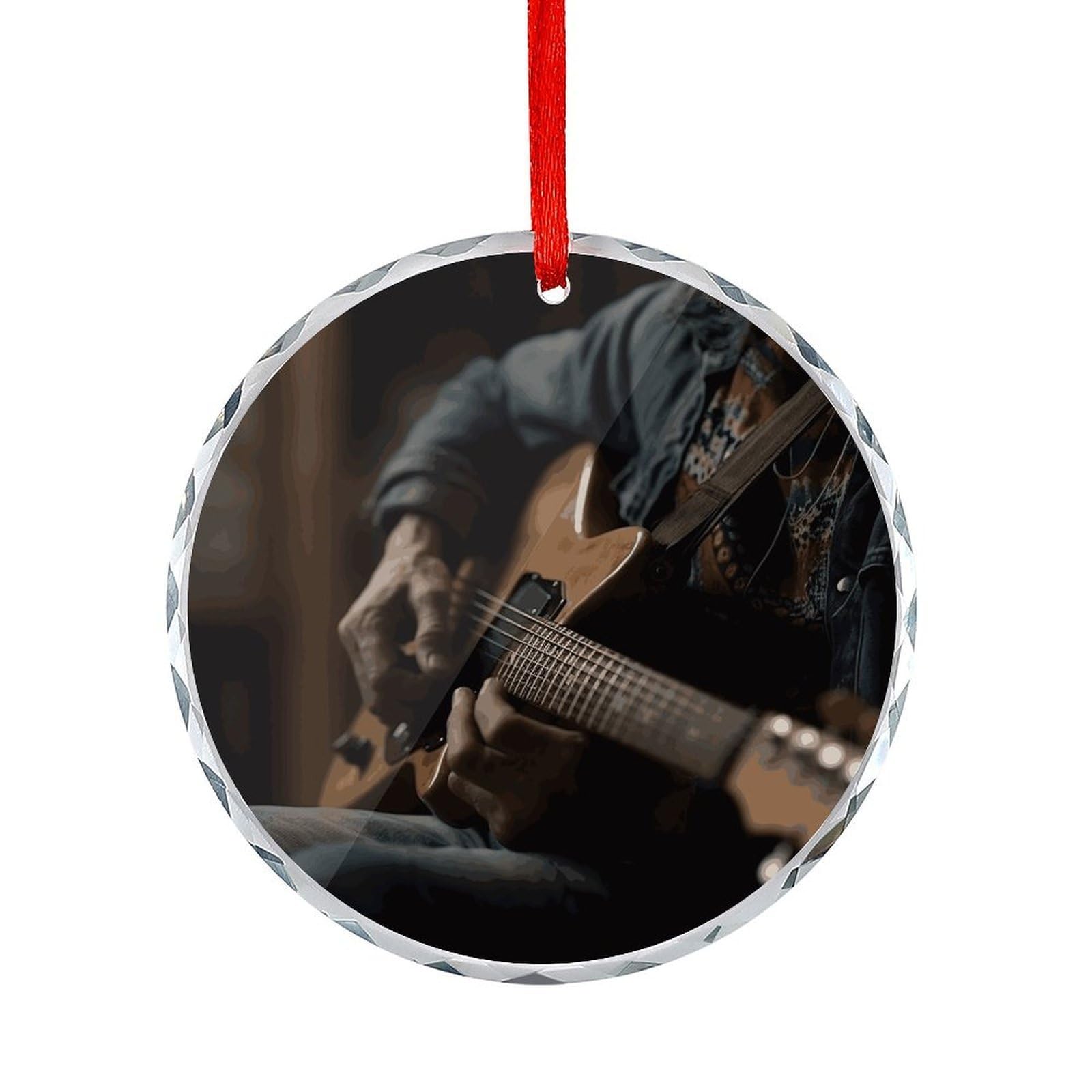 Btcowzrv Style Guitar Player Round Ornament Hanging Pendant Decor