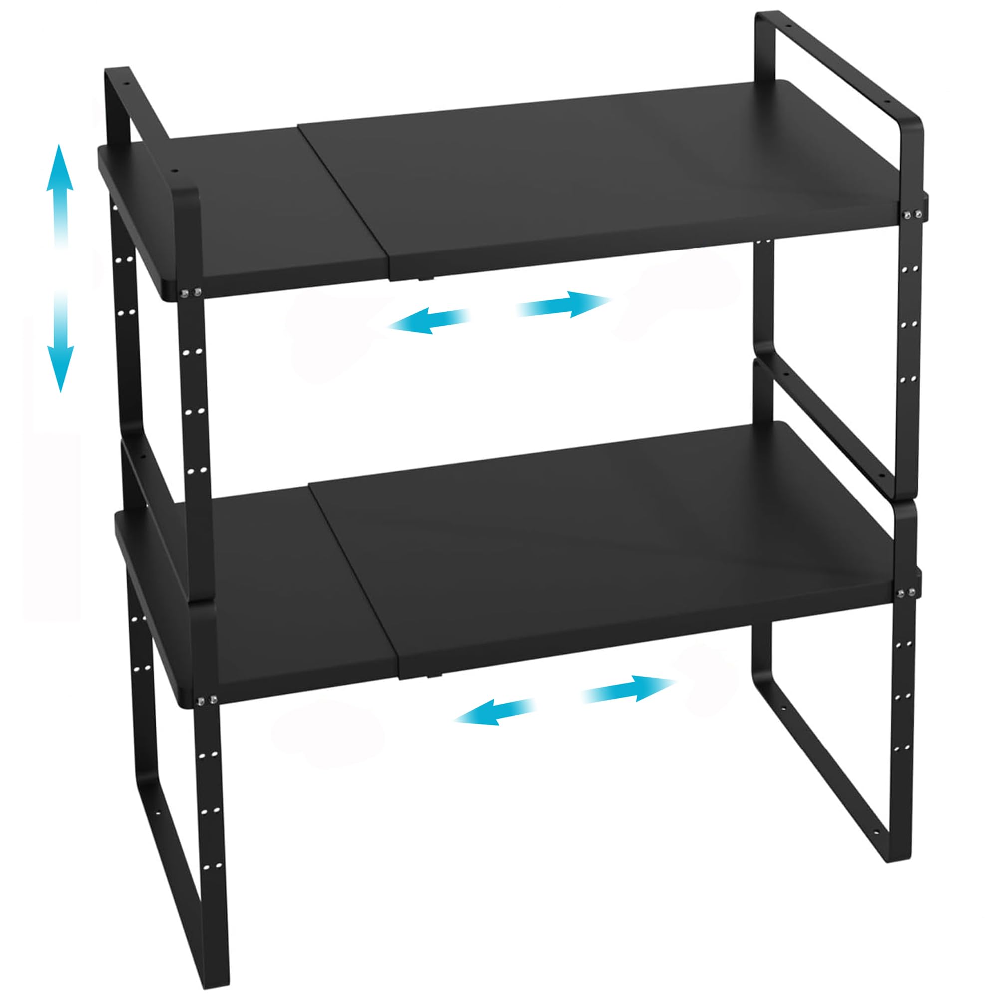 iPEGTOP Robuste Stahlregale, ausziehbar, höhenverstellbar, für Zuhause, Büro, Speisekammer, Küche, Theke, groß, schwarz, 2 Stück