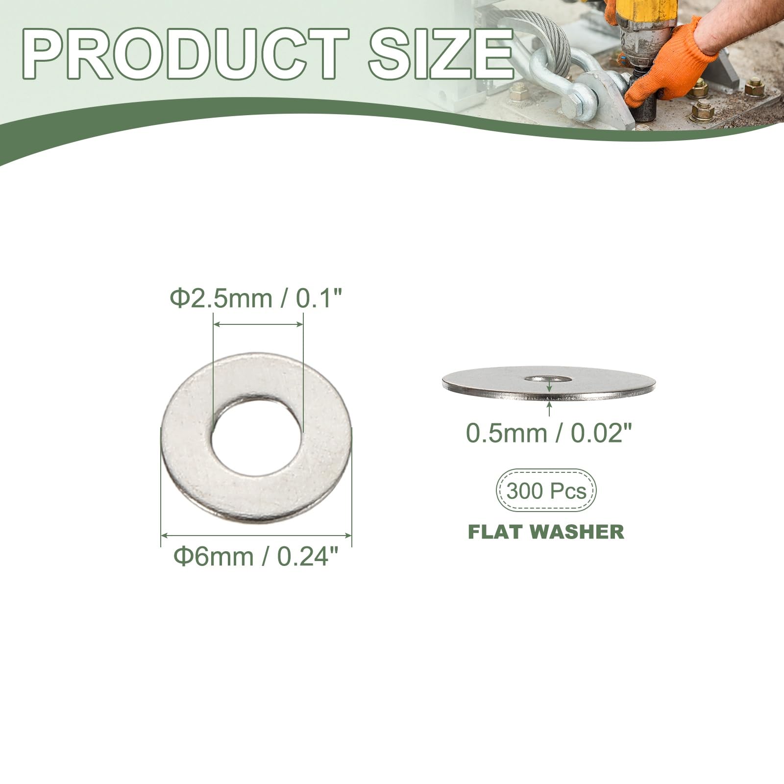 YELARXI Flat Washers, 304 Stainless Steel Hardware Assorted Washer - Image 2