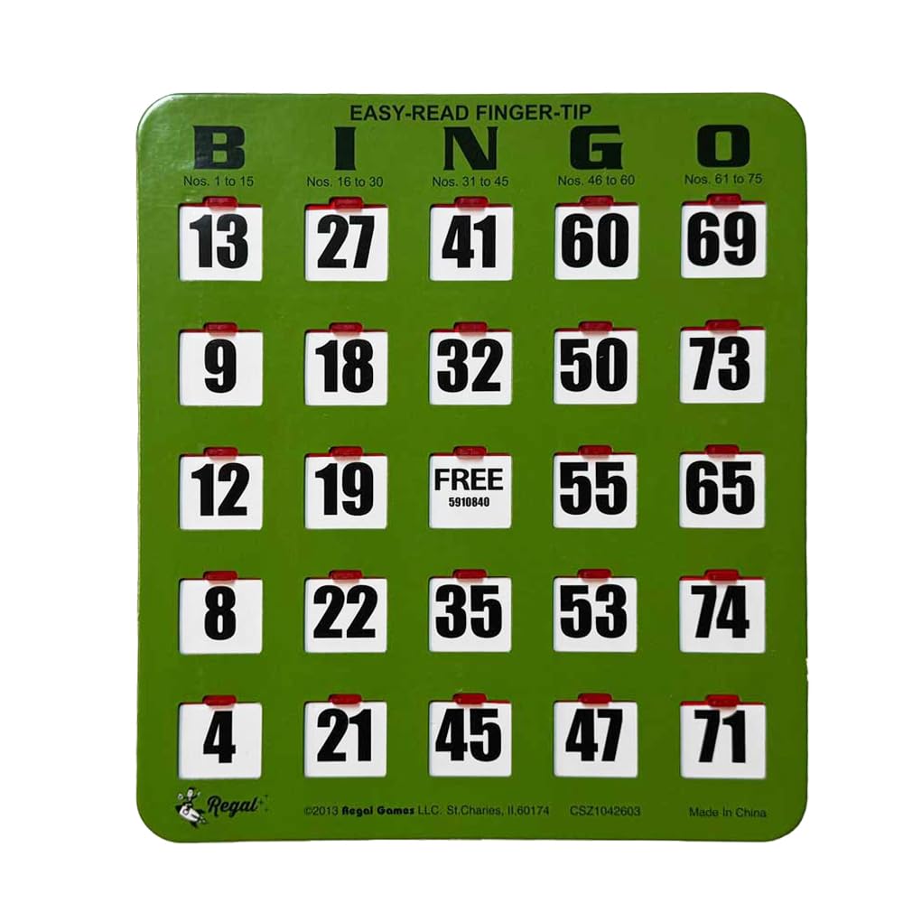 MaxiAids Tarjeta de bingo con punta de dedo de fácil lectura, color verde