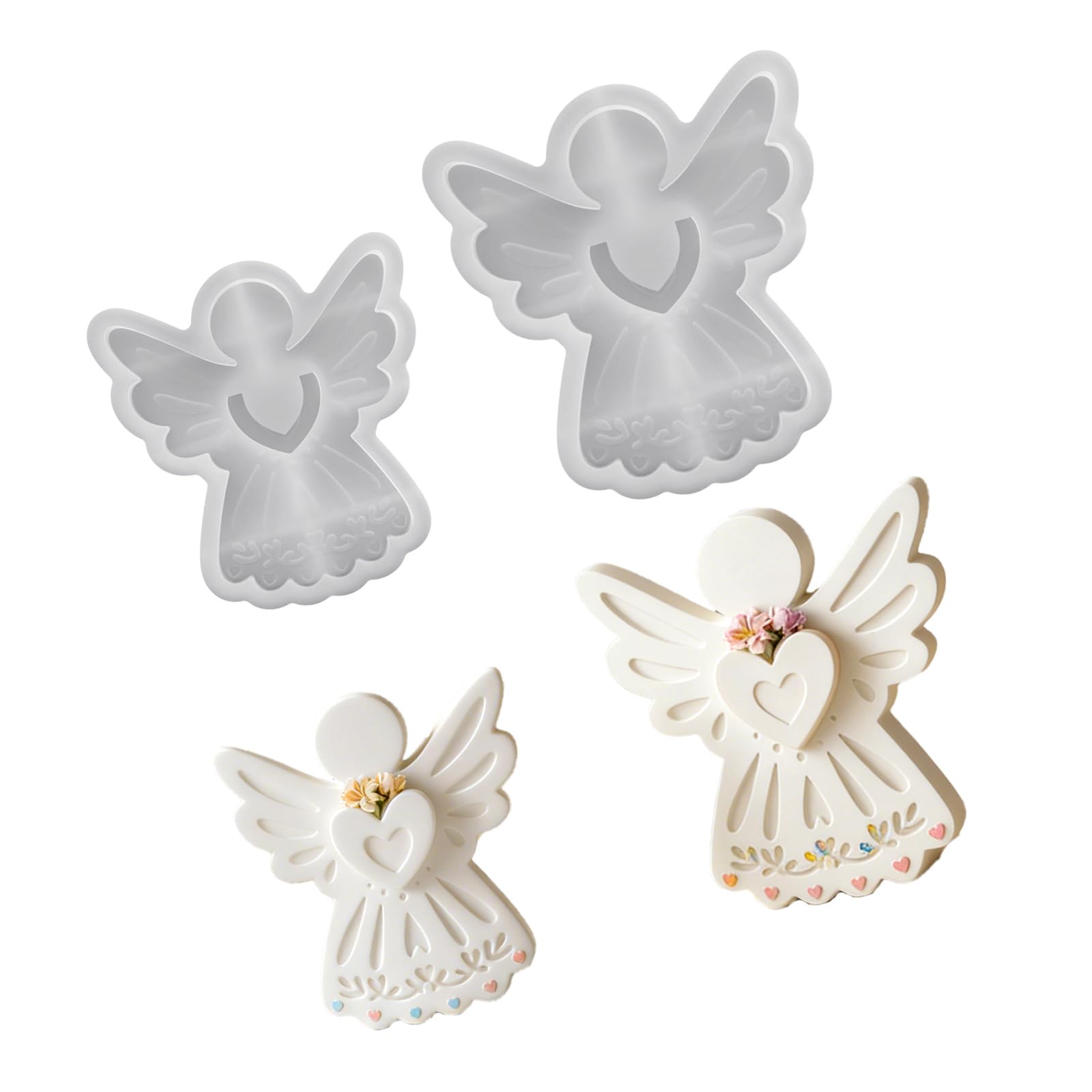Tsophreniq Flexible Silicone Crafting Detailed Angelic Wing Designs for Scented Soap Making Projects Detailed Angelic Figurine