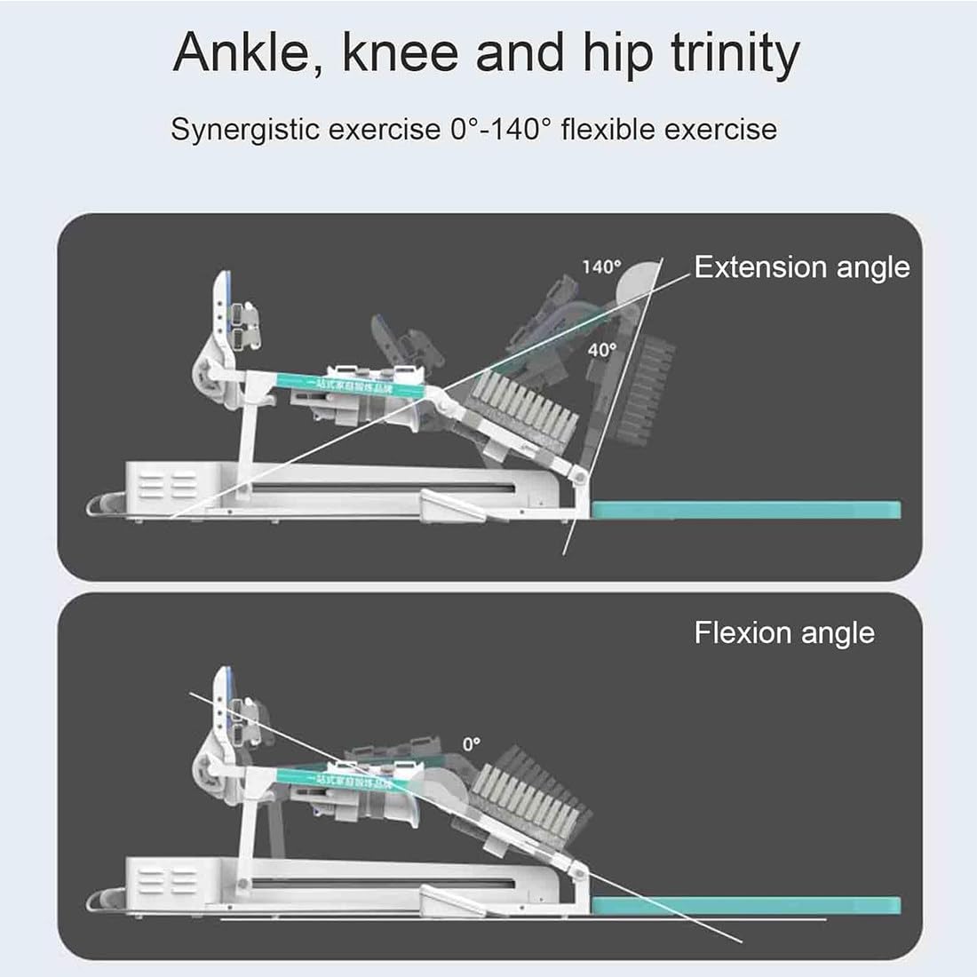 Trainer Riabilitazione Ginocchio, Dispositivo CPM per Sollievo Rigidità Ginocchio E Recupero Post-Operatorio, Attrezzo per L'estensione Gambe 0 a 140° con Supporto per Caviglia/Anca