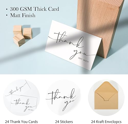 Miniatura 9 de 24 tarjetas de agradecimiento con sobres, tarjeta de agradecimiento, diseño minimalista de 4 x 6 pulgadas, notas de agradecimiento para bodas,