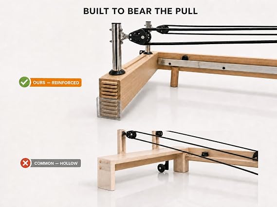 Pilates Reformer Machine, Wood Foldable Pilates Machine Equipment for Home Workout