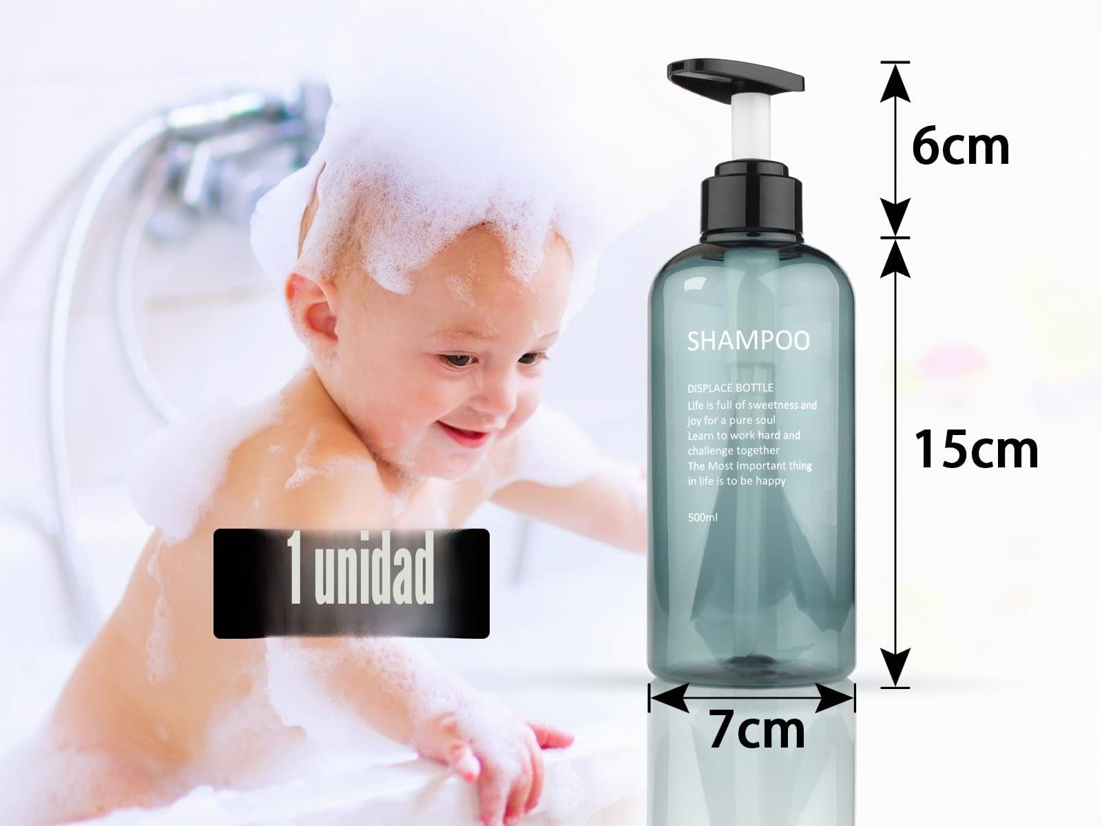 Botes para Gel y Champu 500 ml Dispensador Gel y champu Ducha 3pcs Botellas Segbeauty dispensador de Bomba Recargable Contenedor de Loción de Plástico para Gel de Ducha, Viajes, Hoteles (Azul)