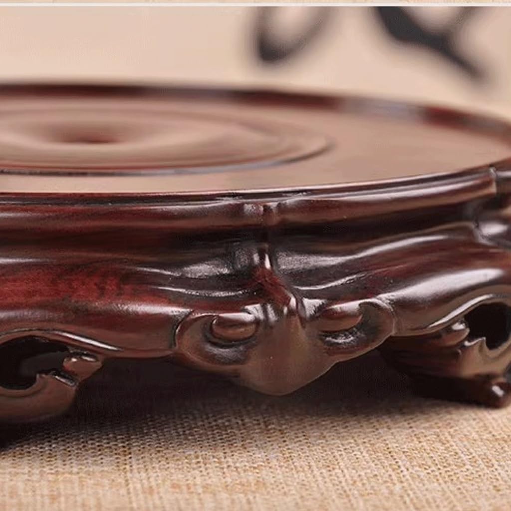 Bonsai Pedestal Vase Pedestal Stands Round Vase Teapot Incense Burner Flowerpot Ornament Base Solid Wood Bracket Planter Stand Plant Holder