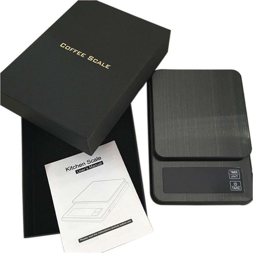 Básculas electrónicas Báscula de Cocina Digital Báscula de café por Goteo con Temporizador 5kg / 0.1g Báscula de Comida de Cocina con función de Tara(5kg/0.1g)