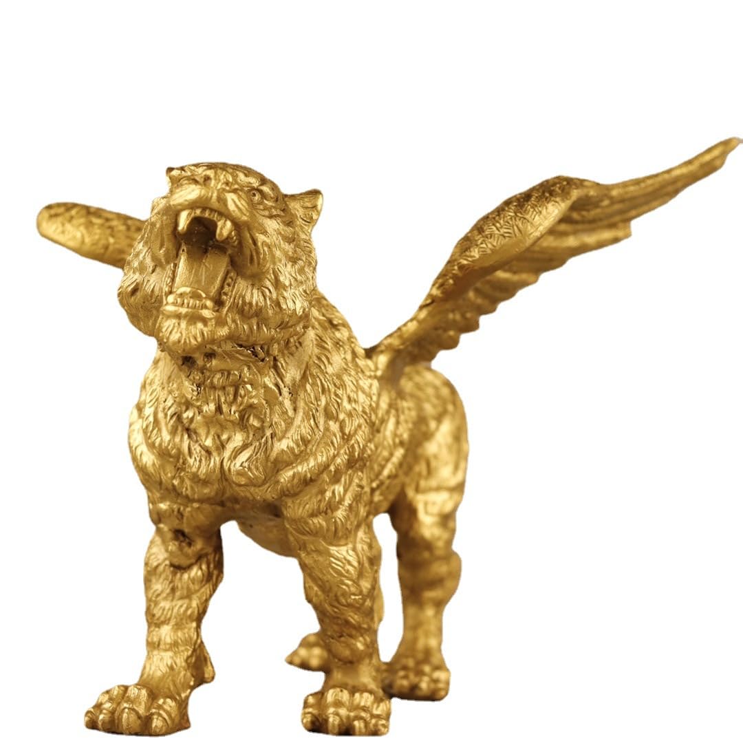 Dytartzx Pure Copper Tiger Statues Brass Ornaments 2024 Figurine for Collection Decoration for Living Room Decoration Hand-Made Brass Tiger