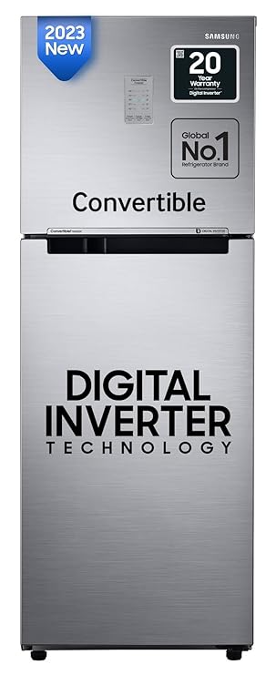 Samsung 236 L 2 Star Convertible, Digital Inverter Frost Free Double Door Refrigerator (RT28C3742S8/HL, Silver, Elegant Inox) at Rs. 25490
