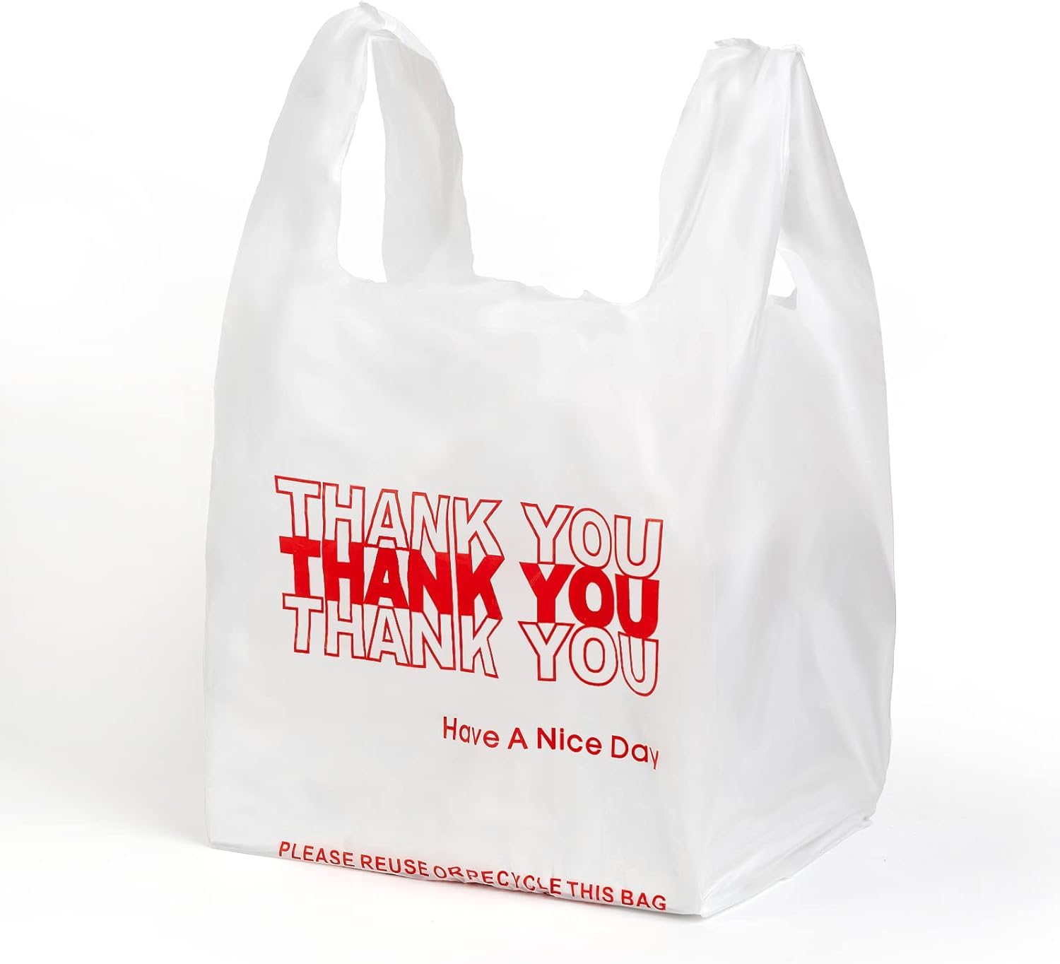 JShlpiar 1000-Pack White Plastic Thank You Shopping Bags (11.5" x 6.5" x 21") – Bulk Grocery, Takeout, T-Shirt & Retail Carry Bags