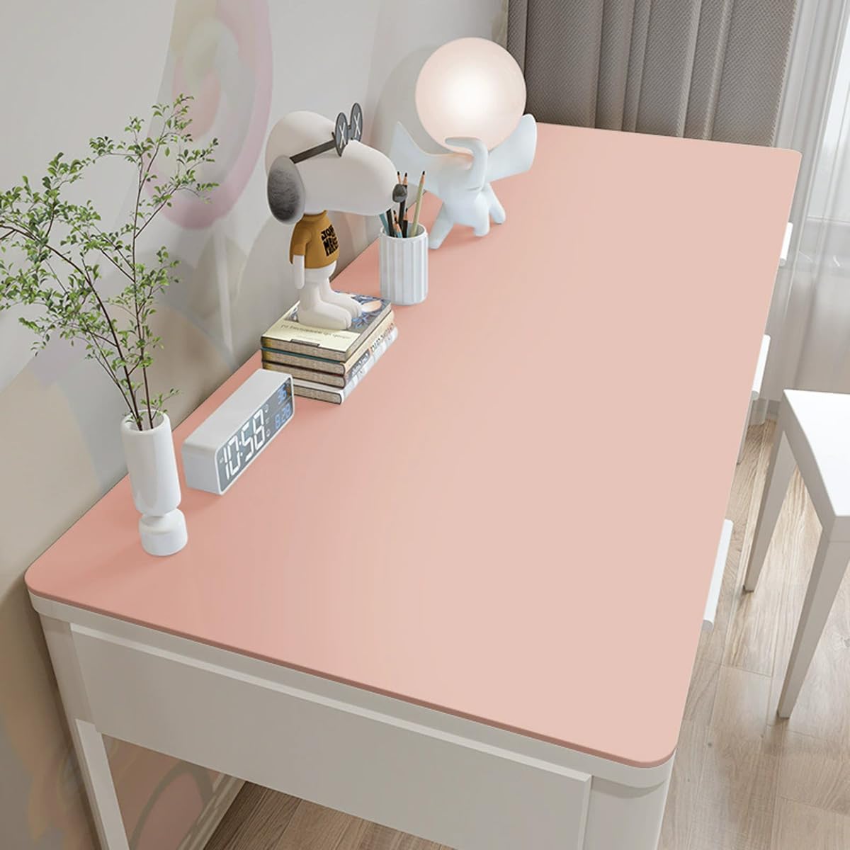 Non-Slip Desk Pad, Waterproof PU Leather Desk Blotter, Easy Clean Large Table Protector, Laptop Desk Study Writing Mat for Office Work Home (Pink,60x40cm)