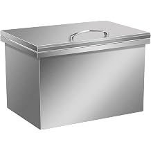 Stainless Steel Drop-in Ice Chest with Hinged Cover, 45.4 Quarts Capacity, Silver