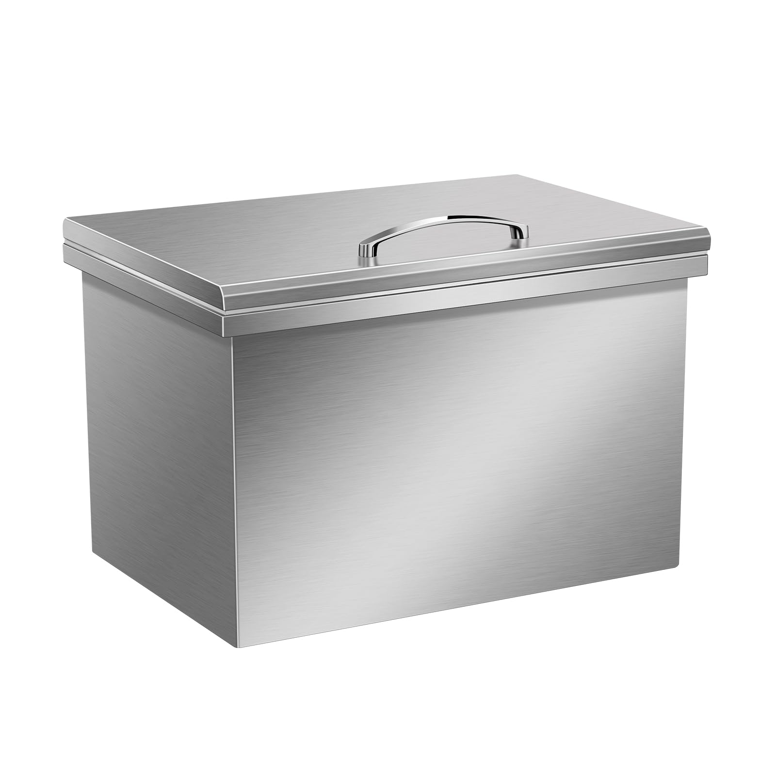 Stainless Steel Drop-in Ice Chest with Hinged Cover, 45.4 Quarts Capacity, Silver