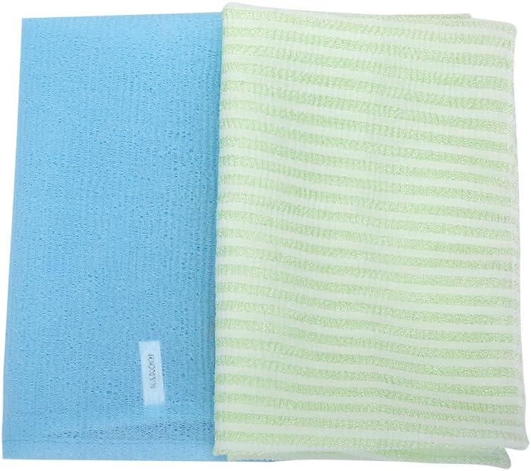 KAKOOI Long Exfoliating Nylon Bath Cloth/Towel,Magic Shower Washcloth For Body,35 inches (90cm),2pcs (BLUE)
