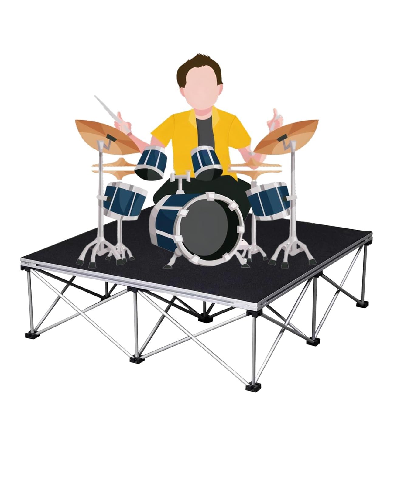 Portable Stage Platform - Foldable Modular Aluminum Performance Deck Stand/Band Riser for Wedding Events Dancers(Black,122x122x40cm)