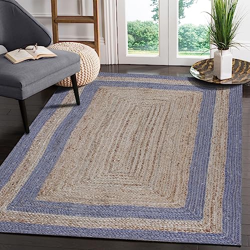 Tapis géométrique fait à la main naturel en fibre de jute tressée 120 x 180 style extérieur - 3