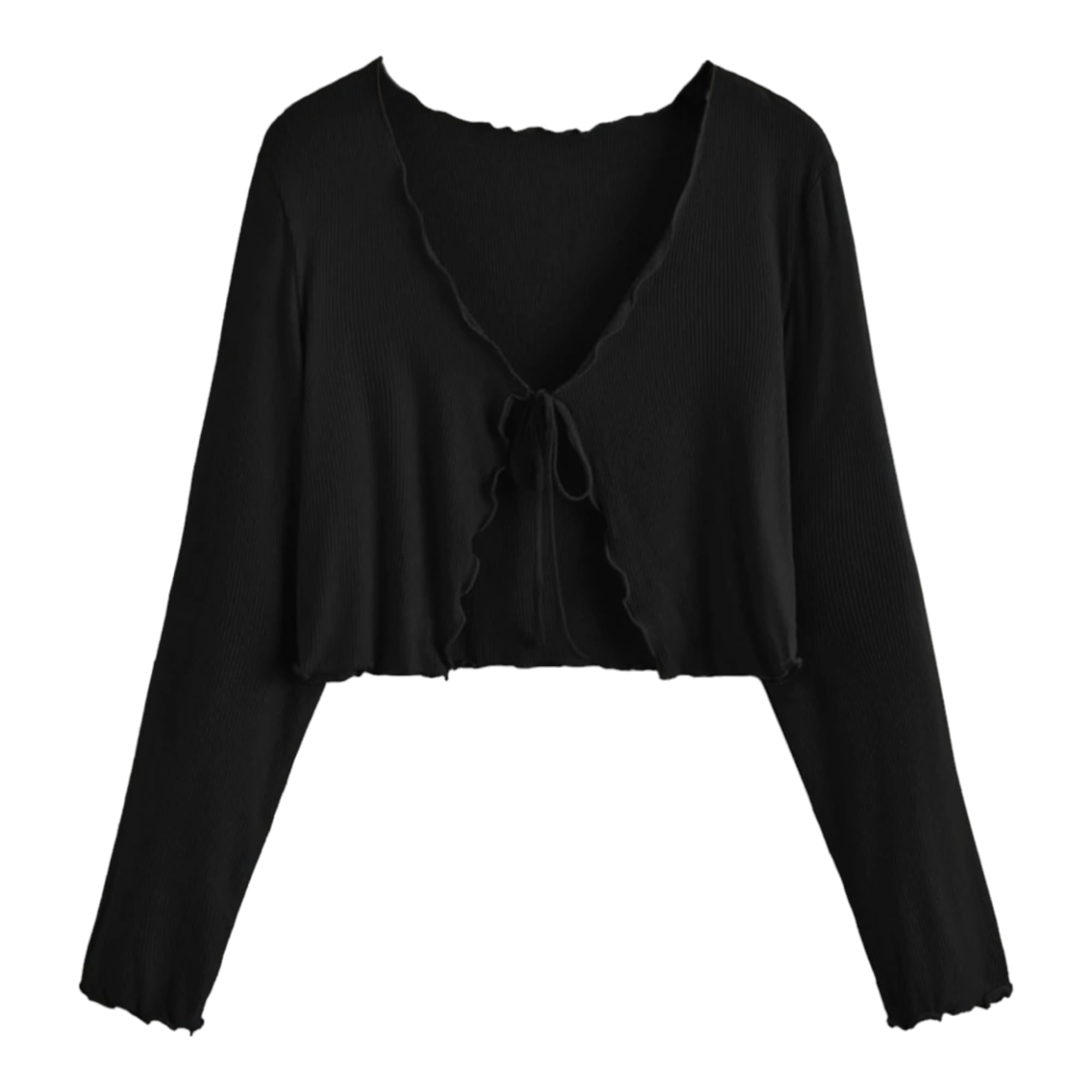 jc jummy couture Casual Multicolor Solid Full Sleeve Front Tie Shrug for Women (Small, Black)-picture-16