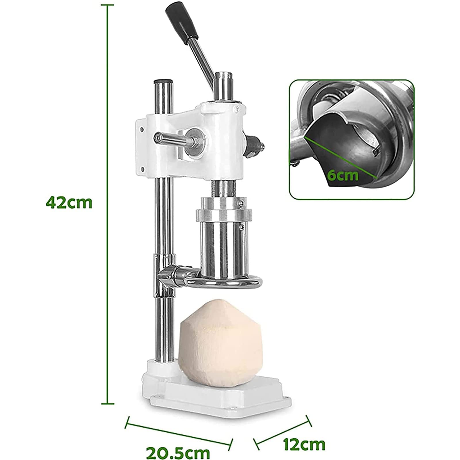 Abridor de coco vertical – Herramienta manual de acero inoxidable para tiendas y mercados de frutas – Abre cocos sin esfuerzo con, herramienta de perforación de agujeros de Fruit Shop