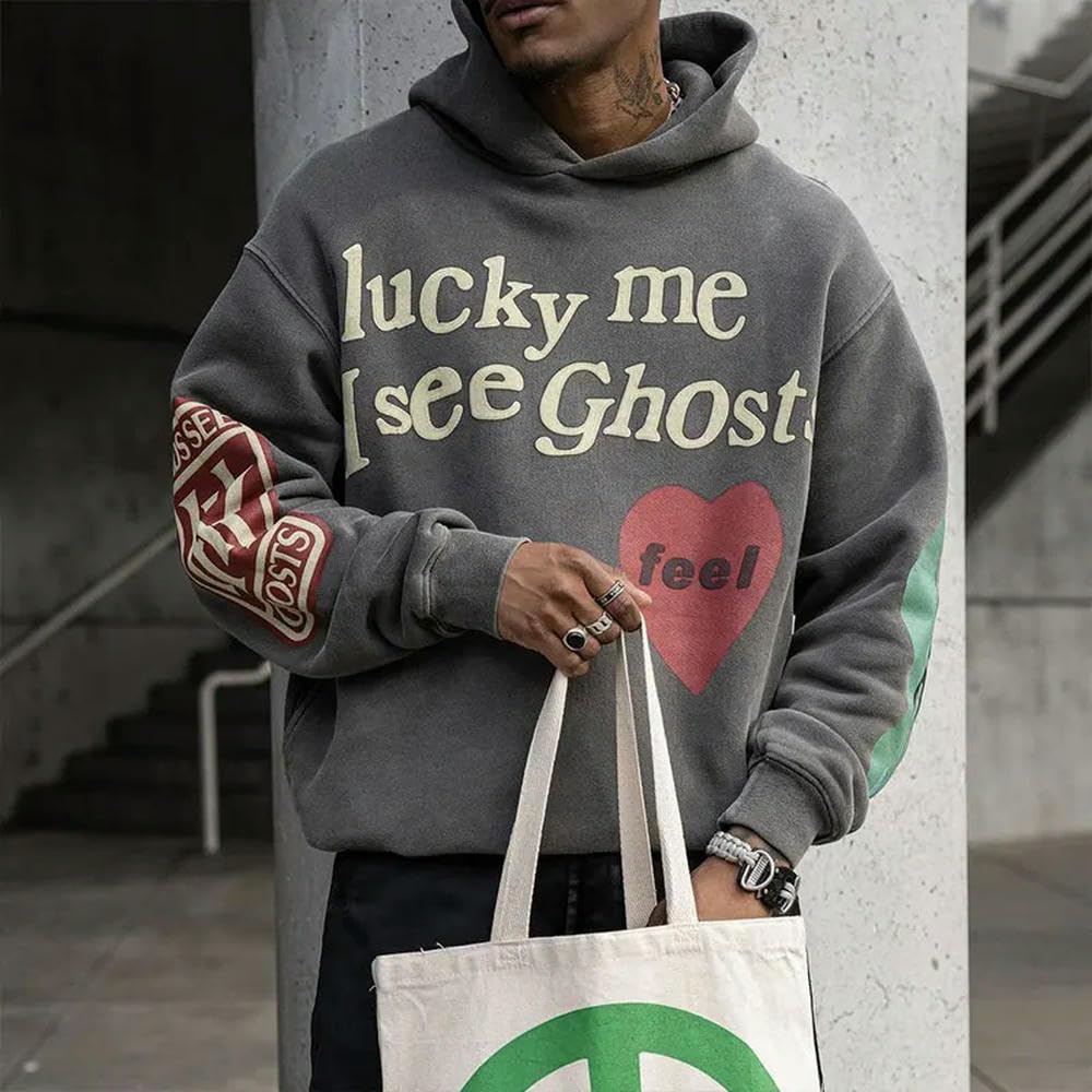 ZBDZSW Harajuku Graffiti Litery Drukowane Bluzy Mężczyźni Bluza Z Kapturem Bluza Z Kapturem Sweter Streetwear