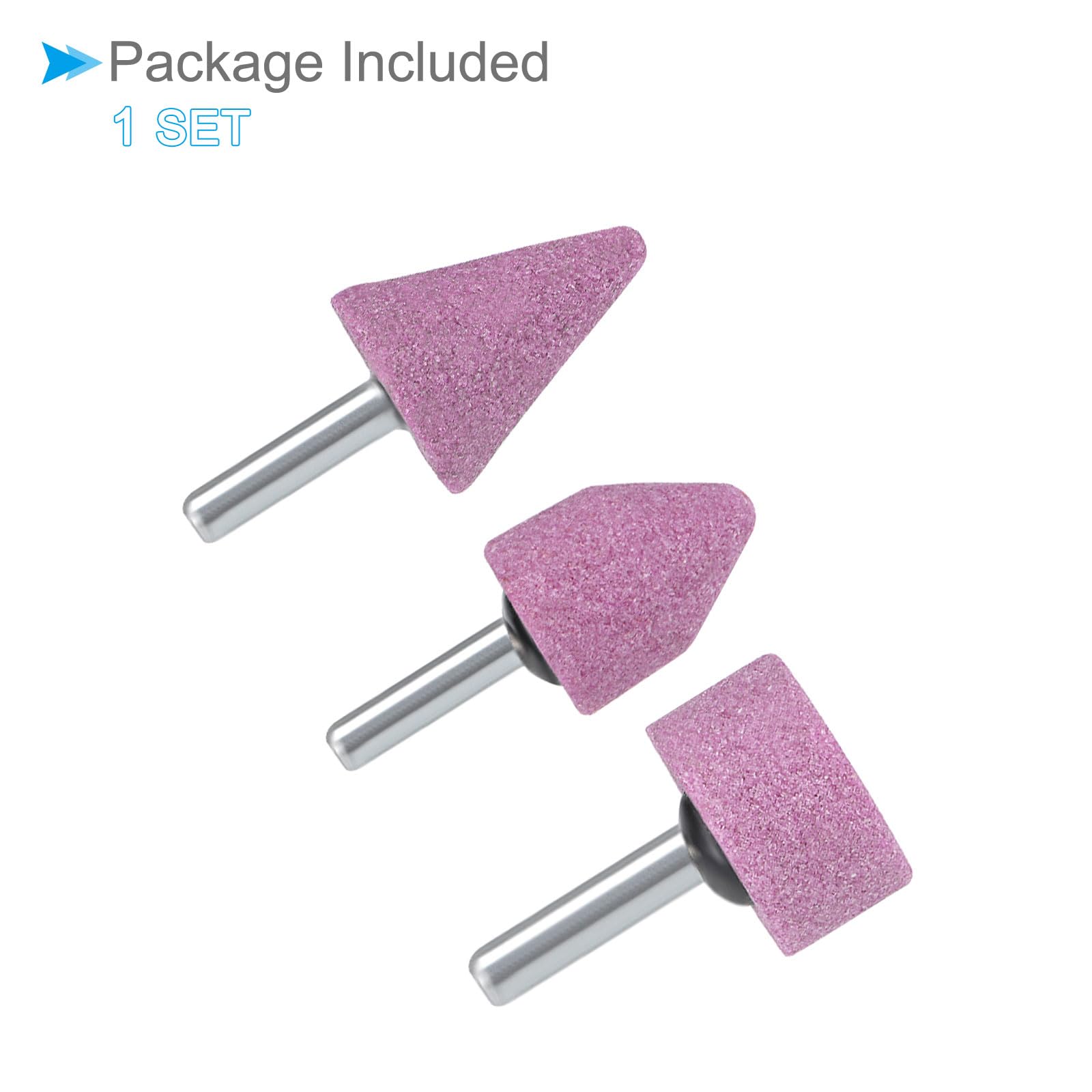 Abrasivo Pietra Punte Set, 1/4" Gambo, Nichel Placcato Carbonio Acciaio Mola Mola Lucidatura Testa Punta per Utensili rotanti), 3pz
