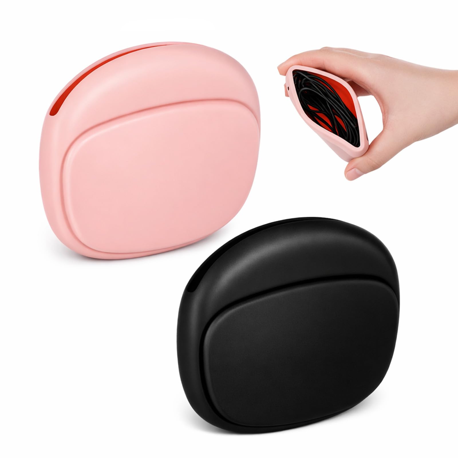 2 Pcs Silicone Wired Headphone Organizer, Small Silicone Pouch Earbud Case, Data Cable Storage Pouch Case for Storing Earbuds, Earphones, Data Cable, Keys, Lipstick (Black, Pink)-image-11